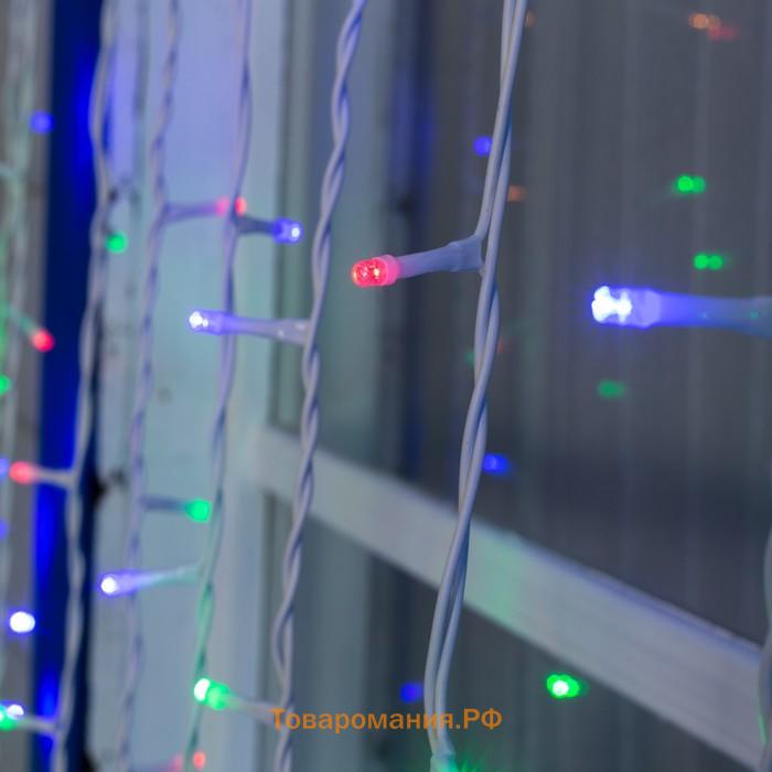 Гирлянда «Занавес» 2 × 9 м, IP44, УМС, белая нить, 1800 LED, свечение мульти, 220 В