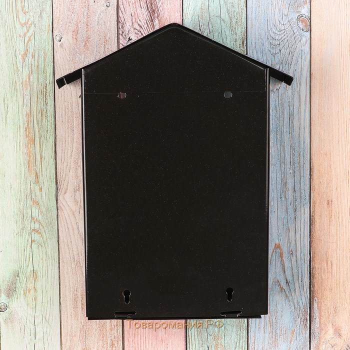 Ящик почтовый с замком, вертикальный, «Домик», чёрный