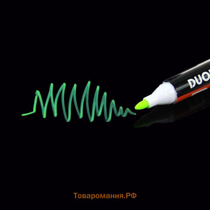 Маркер меловой для стекла, LED, на блистере, зелёный