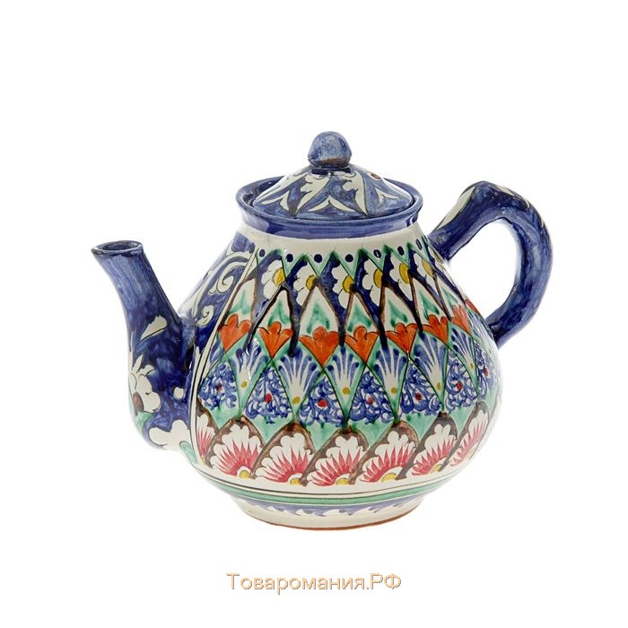 Чайник Риштанская Керамика "Узоры", 1600 мл, синий микс
