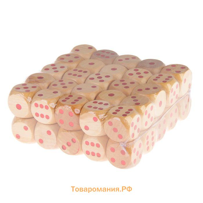 Кости игральные, 3 х 3 см, фасовка 50 шт, деревянные