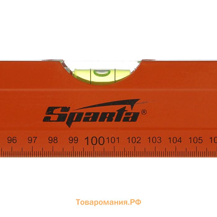 Уровень SPARTA, 200 см, алюминиевый, 3 глазка, оранжевый, линейка
