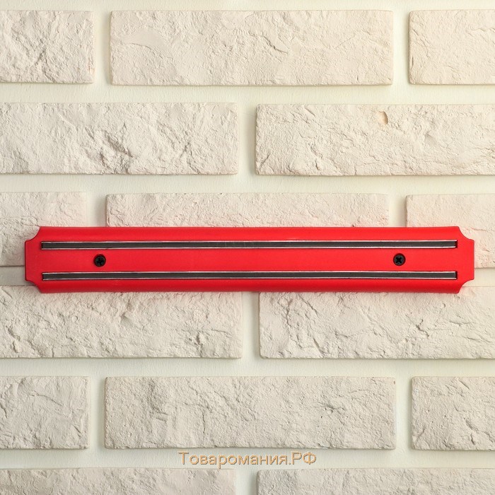 Держатель для ножей магнитный «Цветная линия», 33 см, цвет красный