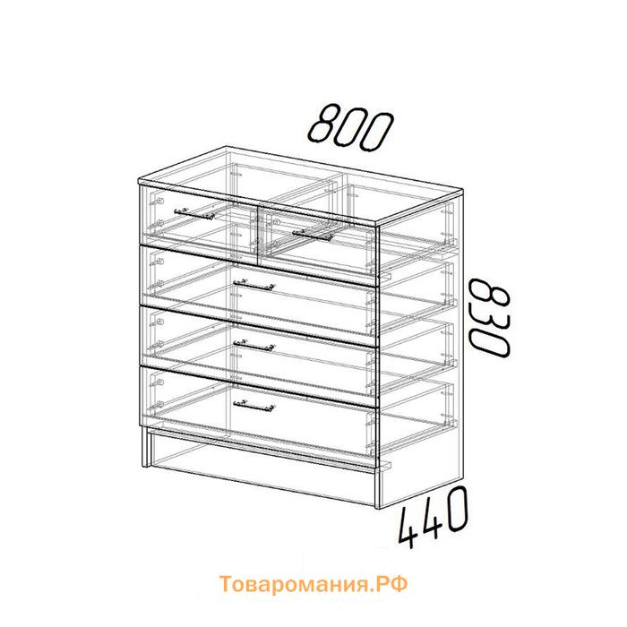 Комод Эра, 800 × 830 × 440, Ясень шимо светлый/Ясень шимо темный