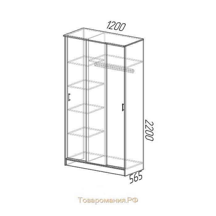 Шкаф-купе Эко, 1200х565х2200, Венге/Лоредо