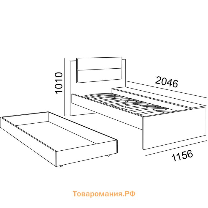 Кровать Walker, 800х2000, Ясень шимо светлый/Белый