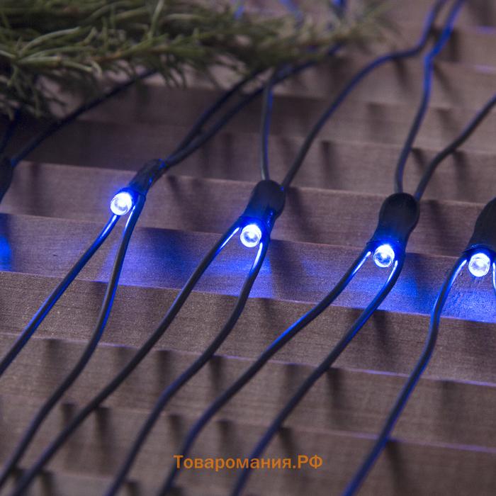 Гирлянда «Сеть» 2 × 3 м, IP44, УМС, тёмная нить, 384 LED, свечение синее 220 В