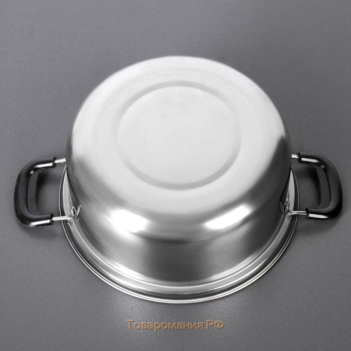 Набор посуды из нержавеющей стали, 3 предмета: кастрюли 1 л, 1,4 л, 1,8 л, d=15/17/18,5 см, крышки, индукция