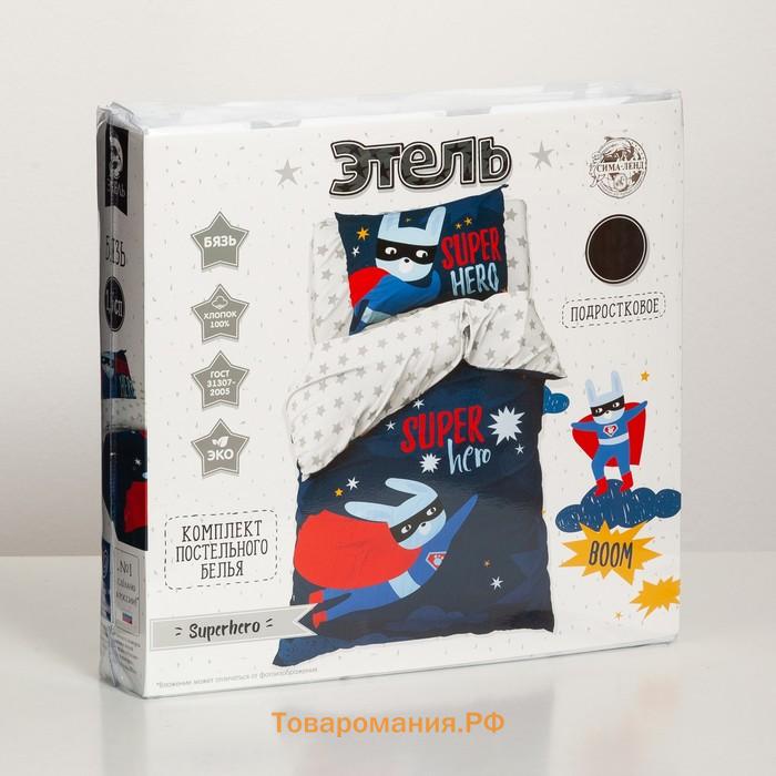 Постельное бельё «» 1.5 сп Super hero 143*215 см, 150*214 см, 50*70 см -1 шт,100% хл, бязь