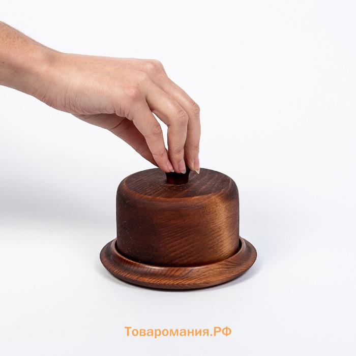 Маслёнка из натурального кедра Magistro, 13,5×9×2 см, цвет шоколадный