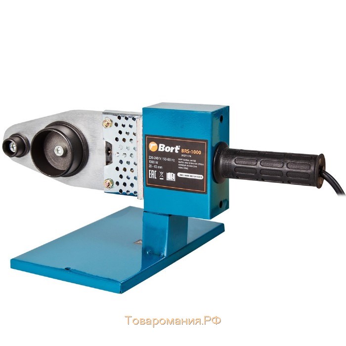 Аппарат для сварки пластиковых труб Bort BRS-1000, 1000 Вт, 300 °С, 6 насадок 20-63 мм