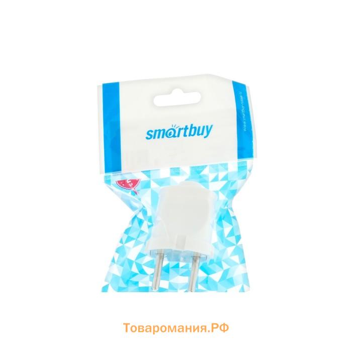 Вилка прямая Smartbuy, 10 А, 250 В, без з/к, белая