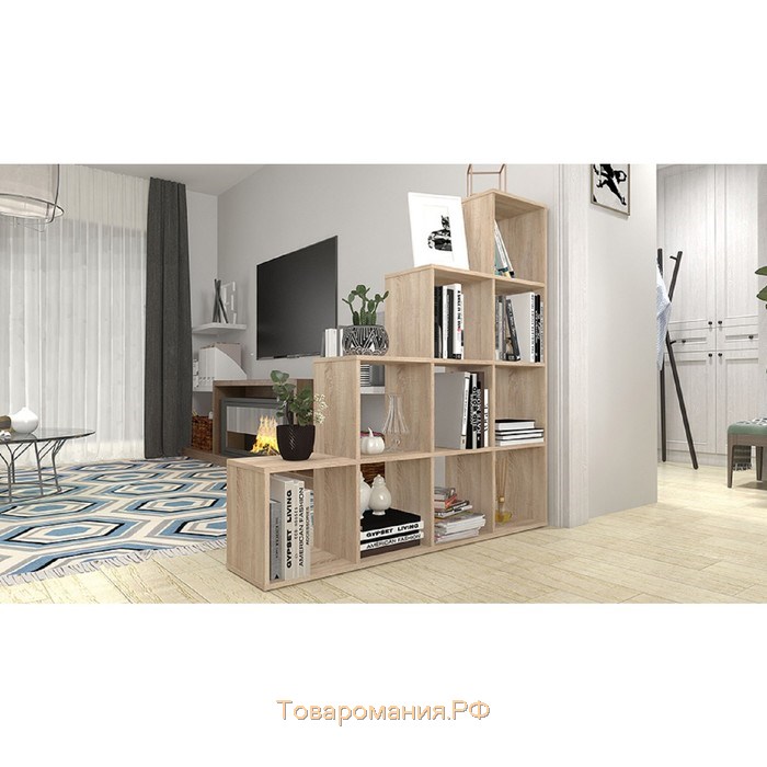 Стеллаж каскадный Polini Home Smart, 10 секций, цвет дуб