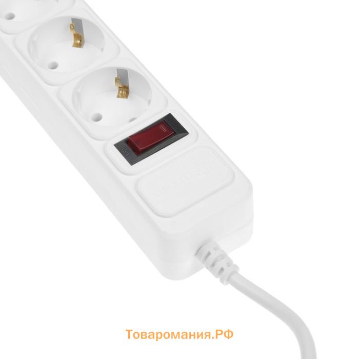 Сетевой фильтр 5bites SP5W-118 5S, 5 розеток, 3 м, 10 А, 3х0.75 мм2, с з/к, с выкл., белый