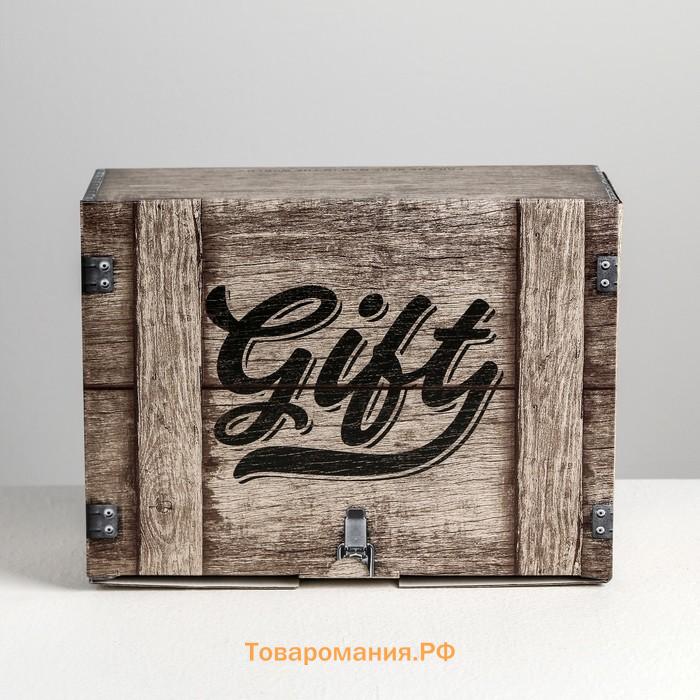 Коробка‒пенал, упаковка подарочная, «GIFT», 26 х 19 х 10 см