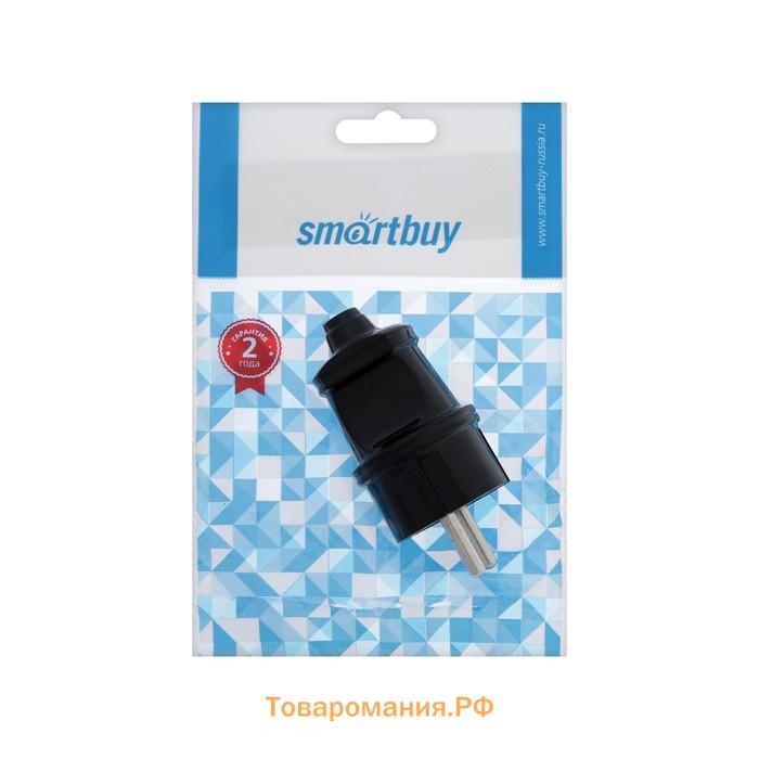 Вилка прямая Smartbuy, 16 А, 250 В, с з/к, черная