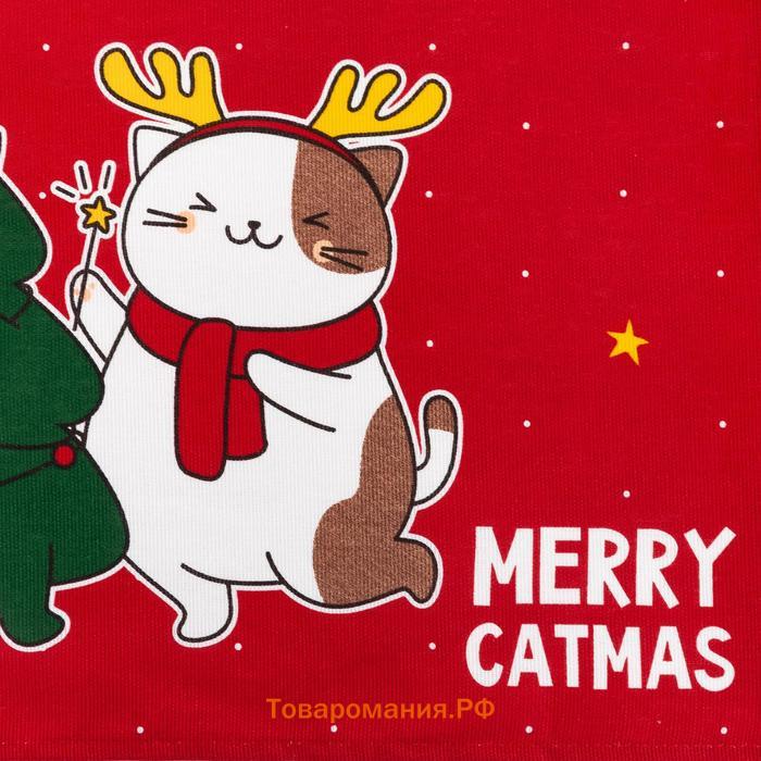 Новый год. Полотенце "Доляна" Merry catmas 35х60 см,100% хлопок 160 г/м2