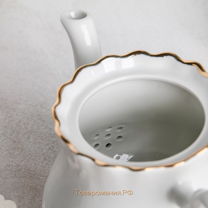 Чайник фарфоровый «Романс», 800 мл, цвет белый