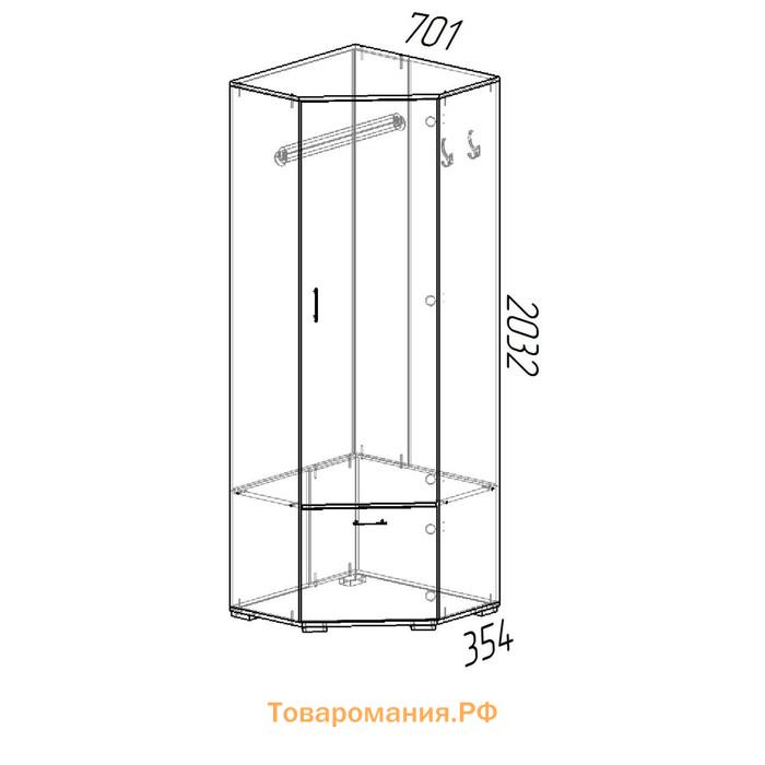 Шкаф угловой «Ника», 701×701×2032×354 мм, ясень шимо светлый/ясень шимо темный