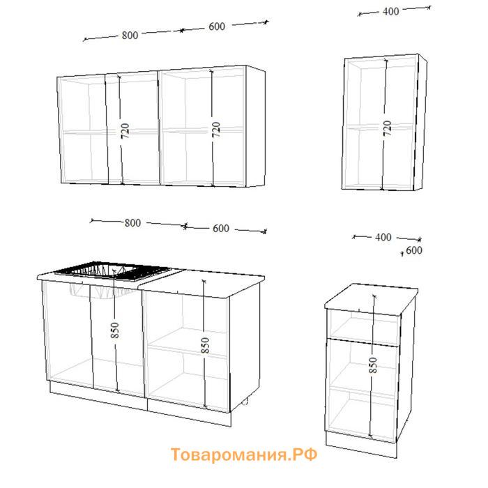 Кухонный гарнитур 24 ЛОФТ Серый/Рустик натур/Бетон темный/Дуб бунратти 1800х600