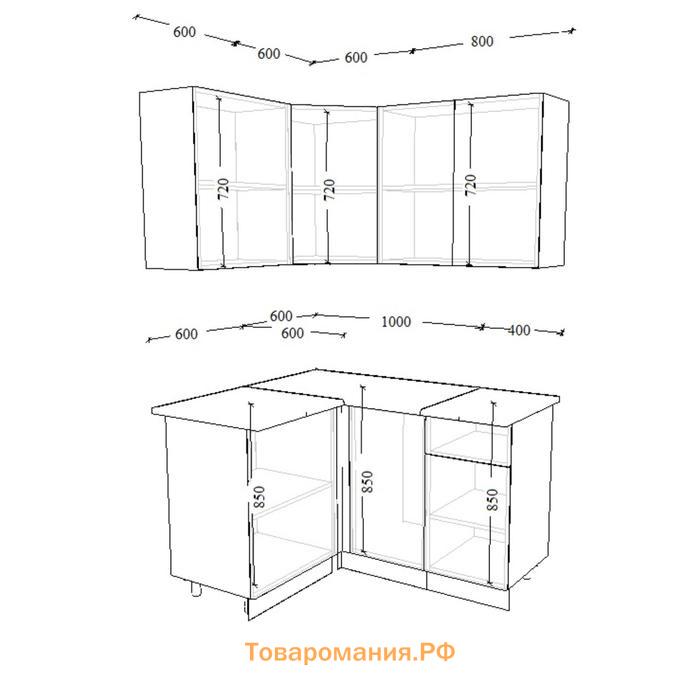 Кухонный гарнитур 25 ЛОФТ Серый/Рустик натур/Бетон темный/Дуб бунратти 1400х1200