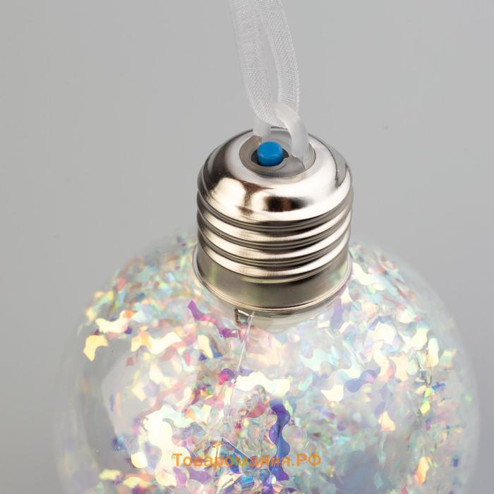 Набор ёлочных шаров «Блестящие» 2 шт., батарейки, 1 LED, свечение RGB
