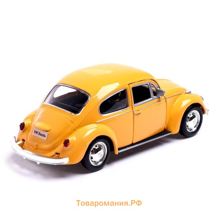 Машина металлическая VOLKSWAGEN BEETLE 1967, 1:32, открываются двери, инерция, цвет жёлтый