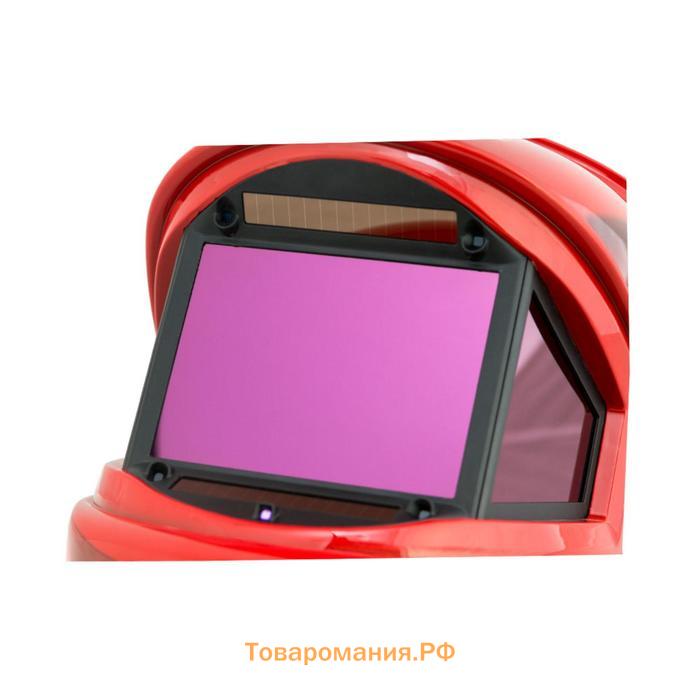 Маска сварщика FoxWeld "КОРУНД МЕГА", ф-р MEGA LED, DIN 4-8/8-13, 80х35х60 мм-2 шт., красная