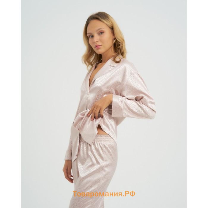 Пижама женская (рубашка, брюки) KAFTAN "Леопард", кофейный, размер 44-46