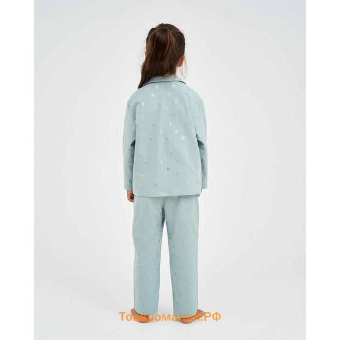 Пижама детская из фланели (рубашка, брюки) KAFTAN "Одуванчики", рост 134-140, мятный