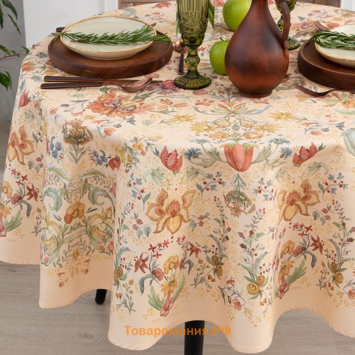 Скатерть  Floral pattern d=148 см с ГМВО, 100% хлопок, саржа 190 гр/м2