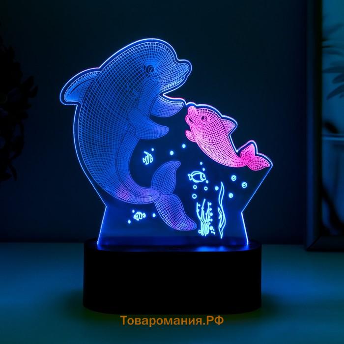 Светильник сенсорный "2 дельфина" LED USB (90см) от батареек 3xАА черный 15х5,5х17,8 см RISALUX  765