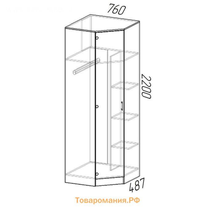 Шкаф угловой "ЭКО", 760/760х2200х481, Дуб вотан/Белый