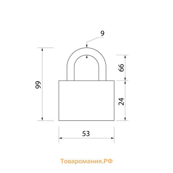 Замок навесной, тип 7, 52х95 мм, 3 ключа