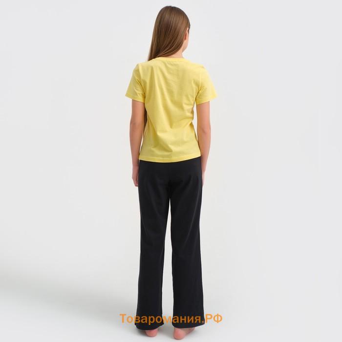 Пижама детская для девочки KAFTAN "Selfie", рост 164-170, желтый/черный