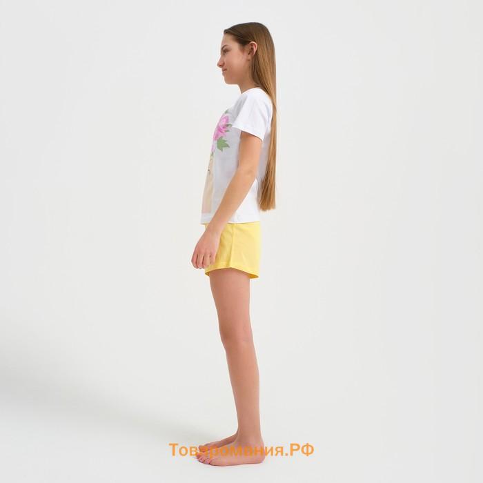 Пижама детская для девочки KAFTAN "Selfie", рост 134-140, белый/желтый