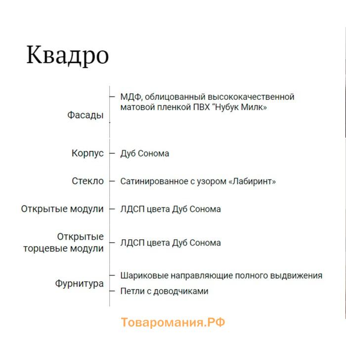 Шкаф навесной Квадро 800х310х360, Дуб сонома/Нубук Милк