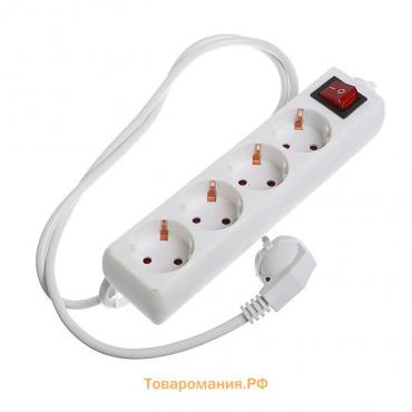 Удлинитель Lighting, 4 розетки, 1,8 м, 10 А, 2200 Вт, 3х0.75 мм2, с з/к, с выкл., Б