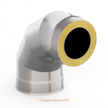 Сэндвич-Отвод 90°, d 130 × 200 мм, нерж/оцинк, 0.5 мм/0.5 мм