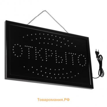 Вывеска светодиодная LED 55×33 см. «ОТКРЫТО», 220V