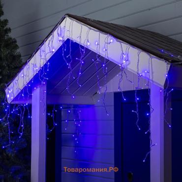 Гирлянда «Бахрома» 3 × 0.6 м, IP44, УМС, прозрачная нить, 160 SMD-LED, свечение синее, 220 В