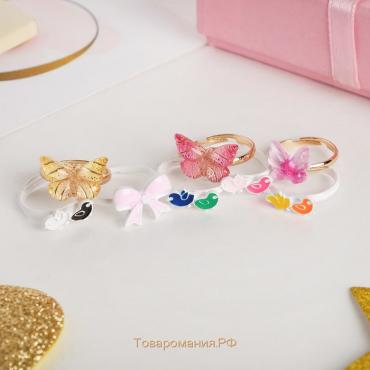 Кольцо детское «Ассорти» птички, бабочки, форма МИКС, цвет МИКС, безразмерное