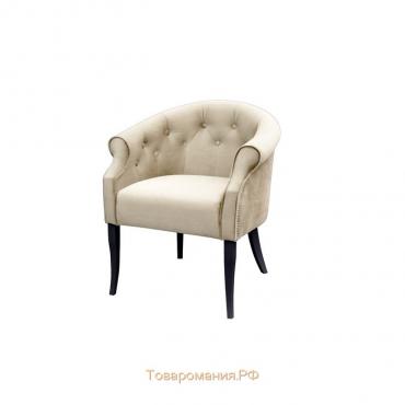 Кресло «Милан», ткань велюр, молдинг никель, опоры массив венге, цвет боне