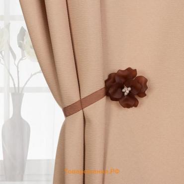 Подхват для штор «Нежный цветок», d = 6 см, цвет коричневый