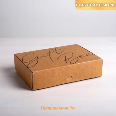 Коробка подарочная складная крафтовая, упаковка, «Gift box», 21 х 15 х 5 см