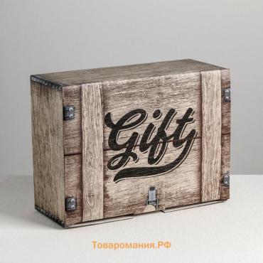 Коробка‒пенал, упаковка подарочная, «GIFT», 26 х 19 х 10 см