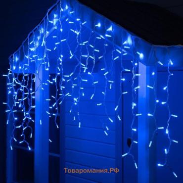 Гирлянда "Бахрома" 3 х 0.9 м , IP65, УМС, белая нить каучук, 144 LED, свечение синее, 220 В