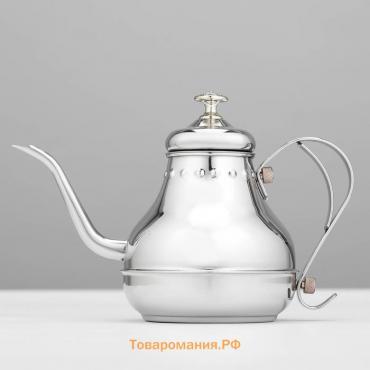 Чайник заварочный из нержавеющей стали «Леранс», 1,2 л, металлическое сито, цвет хромированный