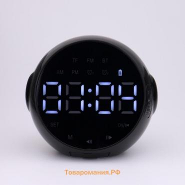 Часы - будильник электронные настольные: колонка, bluetooth, tf-карта, 8 х 8.5 см, USB