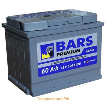 Автомобильный аккумулятор BARS Premium 60 Ач 6СТ-60.1 VL, прямая полярность